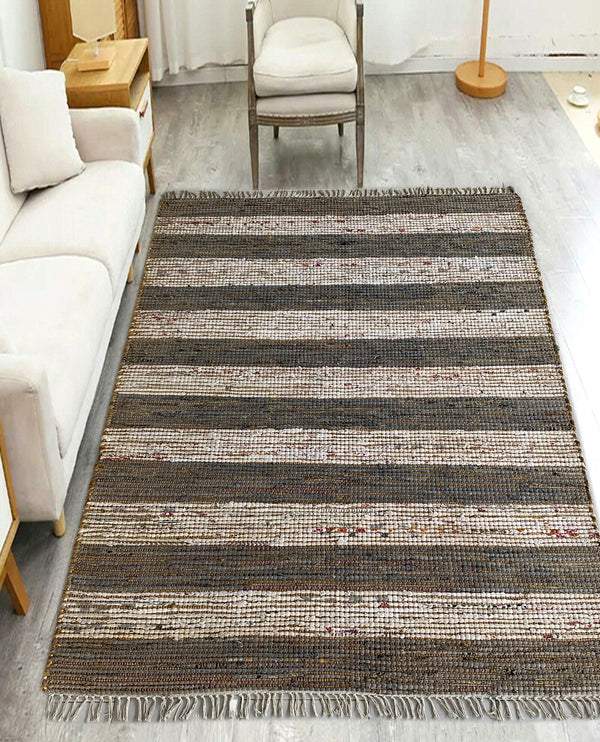 Rugslane Grey White Jute Carpet 4.6ft X 6.6ft
