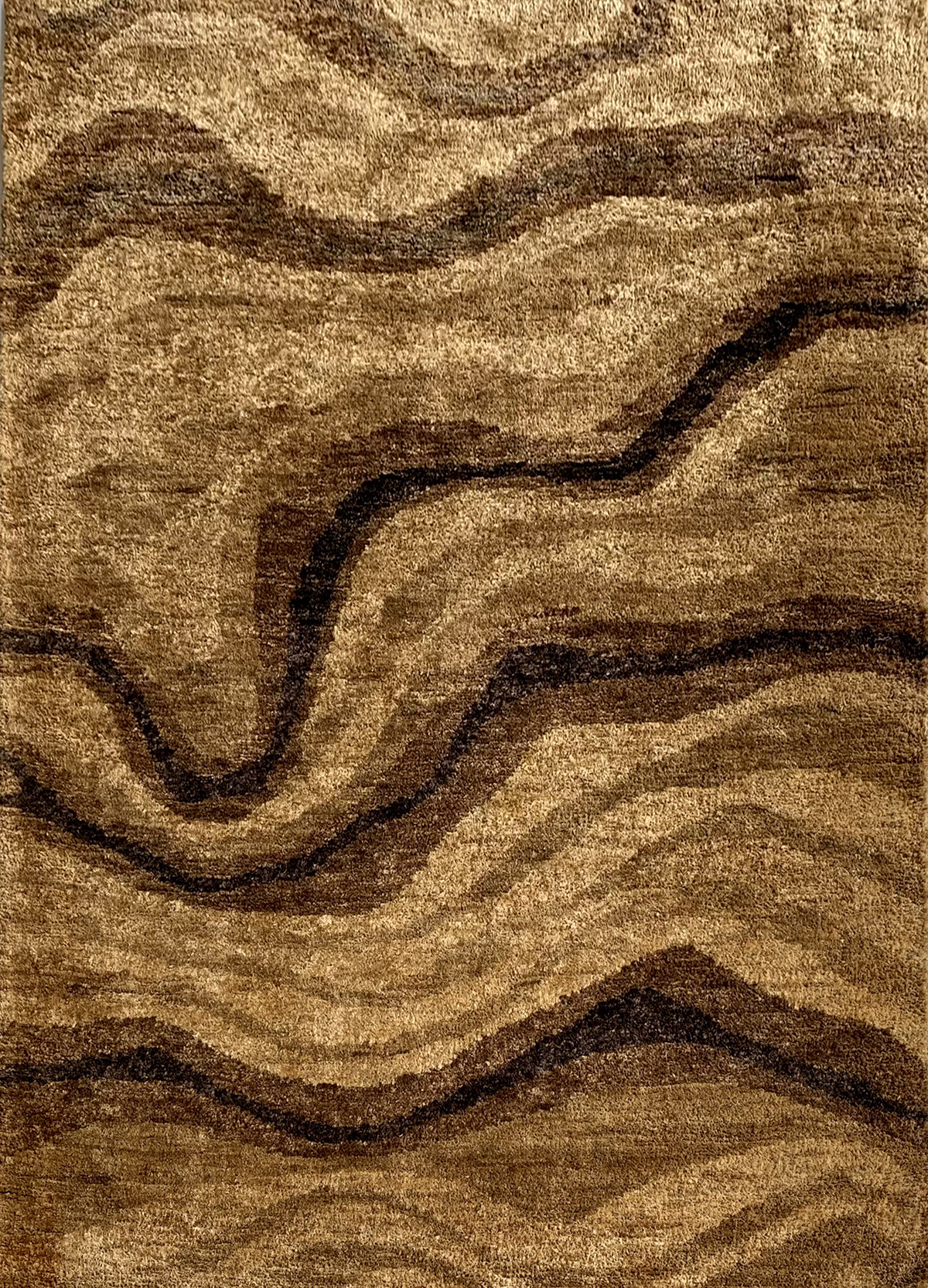 Rugslane Brown Abstract Jute Carpet 5.7ft X 7.10ft