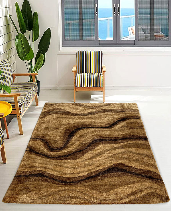 Rugslane Brown Abstract Jute Carpet 5.7ft X 7.10ft