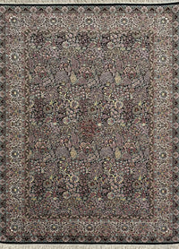 Rugslane Irani Black Ground Cream Border Tradition Design High Quality Super Premium Silk Carpet 5ft X 7ft