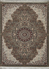 Rugslane Irani Md Brown & White Color High Quality Premium Silk Floral Carpet 3.3ft X 5.0ft