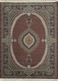 Rugslane Irani Red Ground Black Border Mahi Bidjar Design High Quality Super Premium Silk Carpet 5ft X 7ft