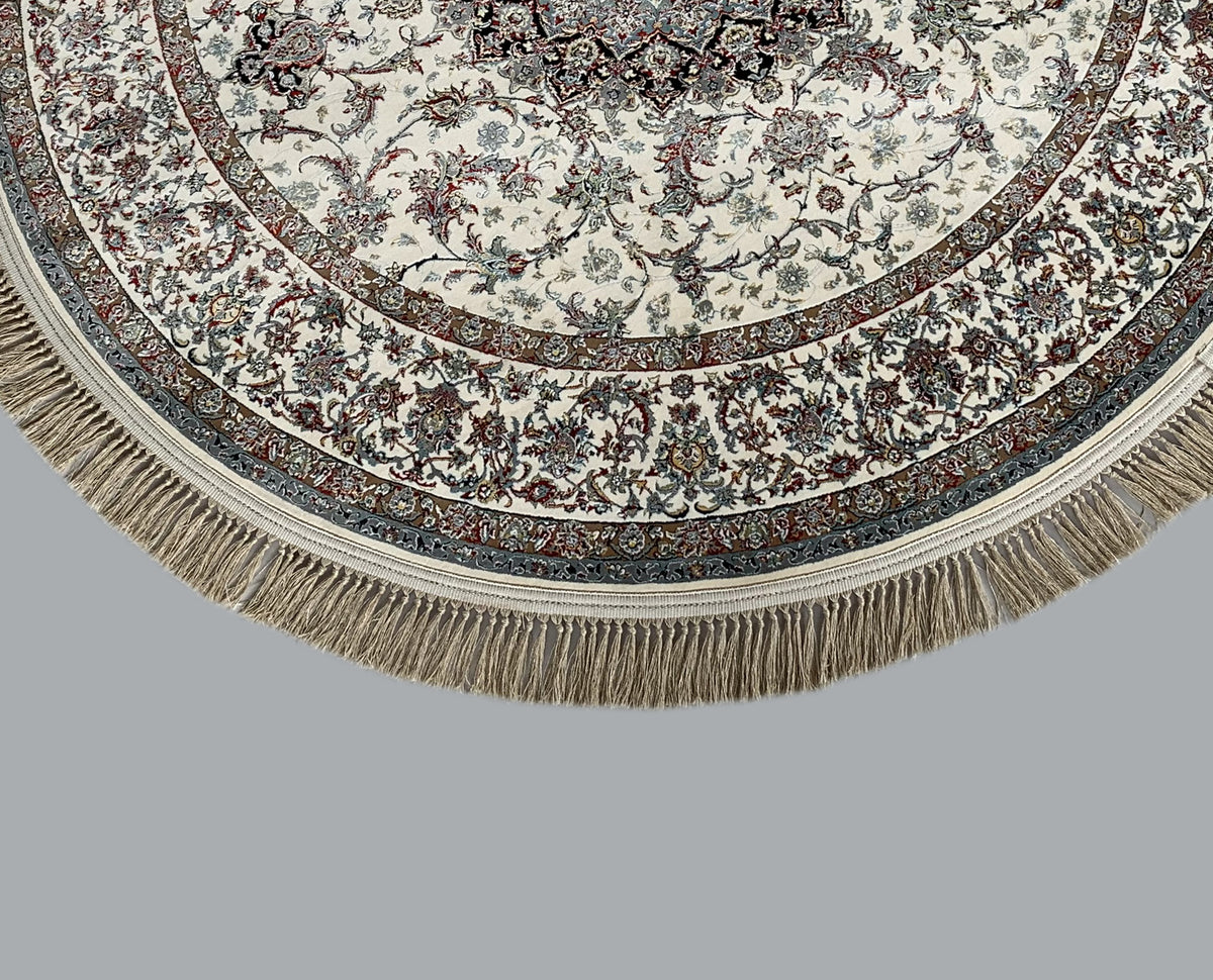 Rugslane White color Irani Floral Carpet 5ft Round