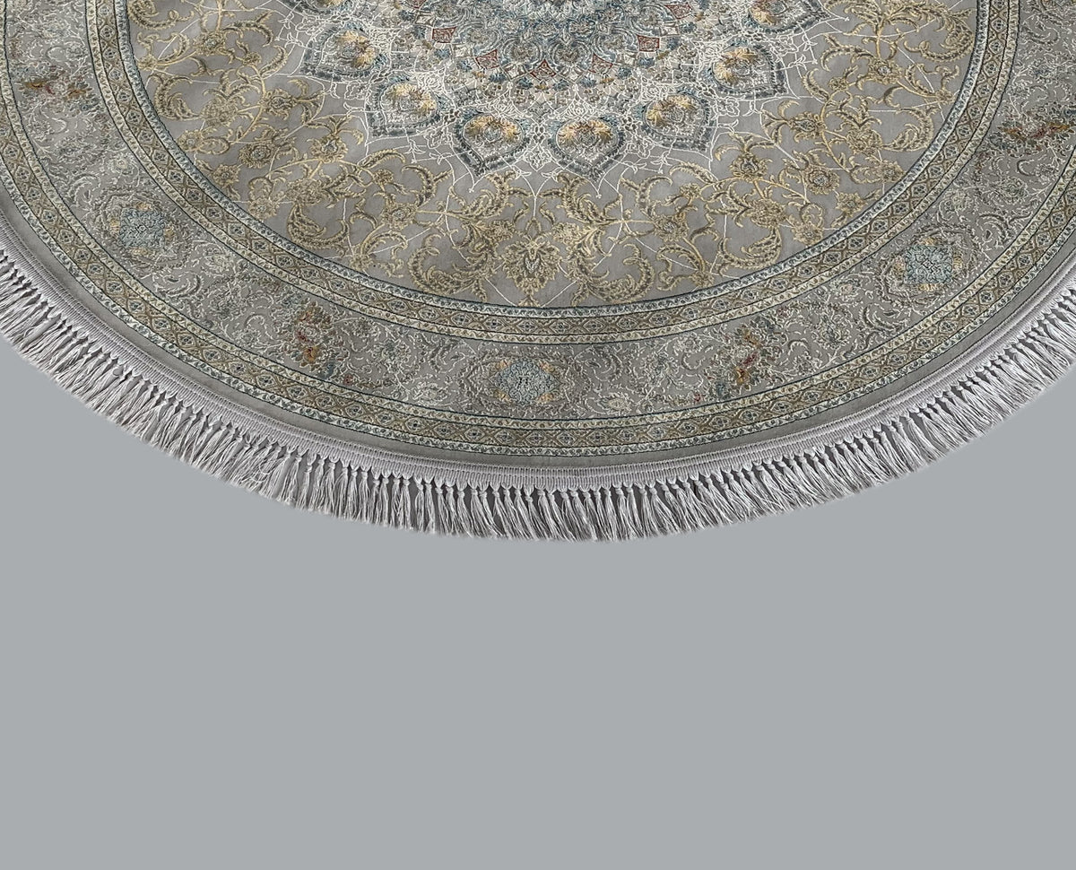 Rugslane Silver color Irani Floral Carpet 5ft Round