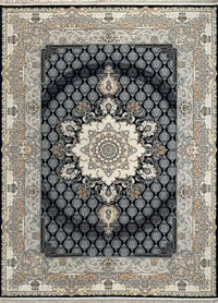 Rugslane Irani Black Ground Cream Border High Quality Super Premium Silk Carpet 8.3ft X 11.6