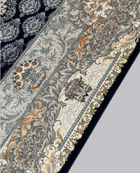 Rugslane Irani Black Ground Cream Border High Quality Super Premium Silk Carpet 8.3ft X 11.6