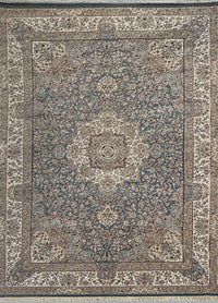 Rugslane Irani Medium Blue Ground White Border High Quality Super Premium Silk Carpet 8ft X 11ft