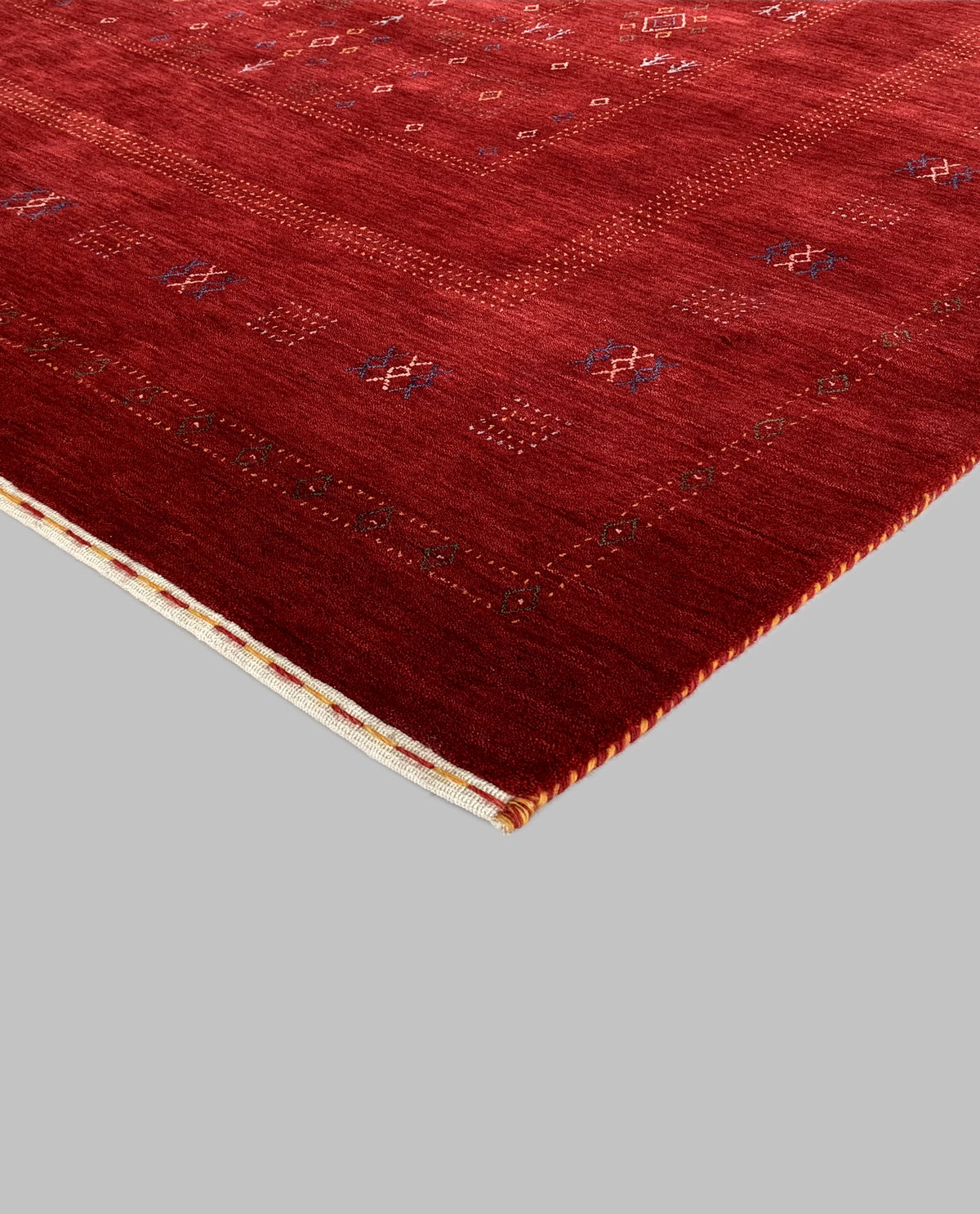 Rugslane Hand Knotted Red Color Modern Design Luxurious GABBEH Thick Pile Carpet 6 ft x 9ft