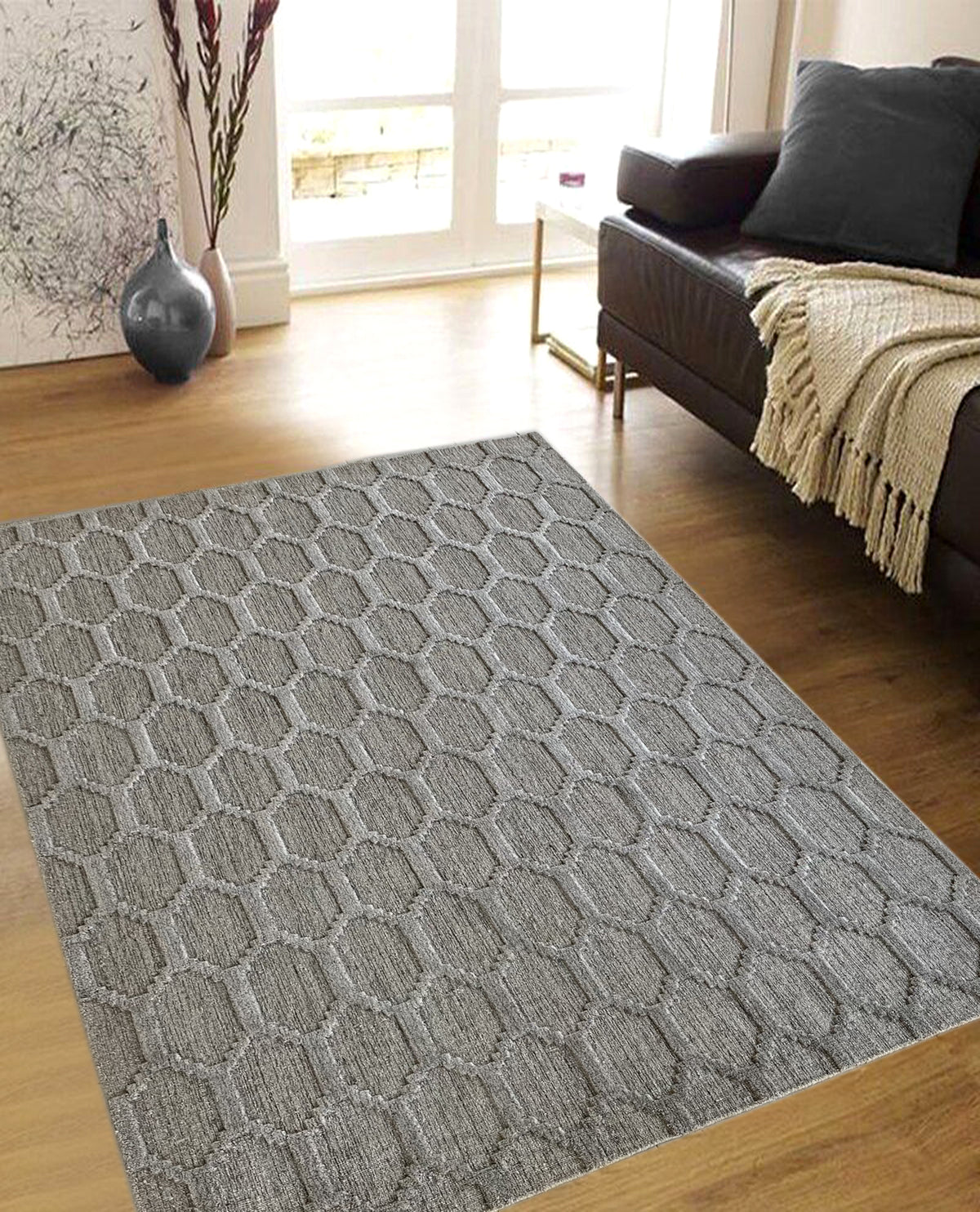 Rugslane Grey Modern Handloom Carpet 6.0ft X 8.4ft