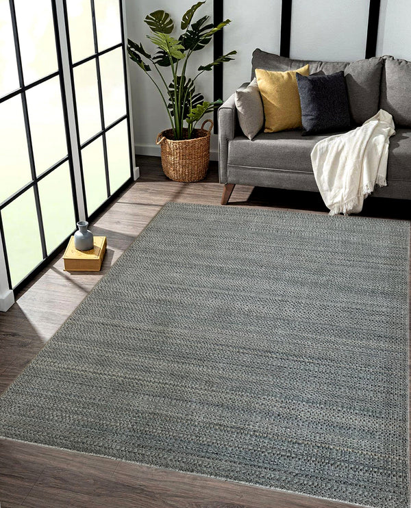 Rugslane Green Plain Handloom Carpet 5.7ft X 7.10ft