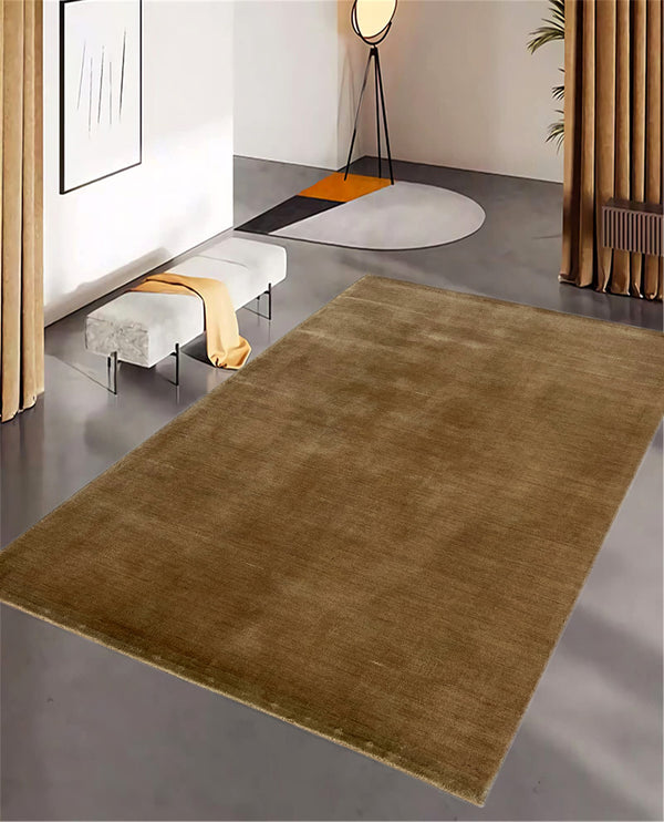 Rugslane Beige Plain Handloom Carpet 4.6ft X 6.6ft