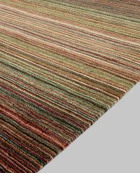 Rugslane Plain Textured Woolen Stripes Design Rainbow  Multi Color Thick Pile Carpet 4.10ft X 5.8ft