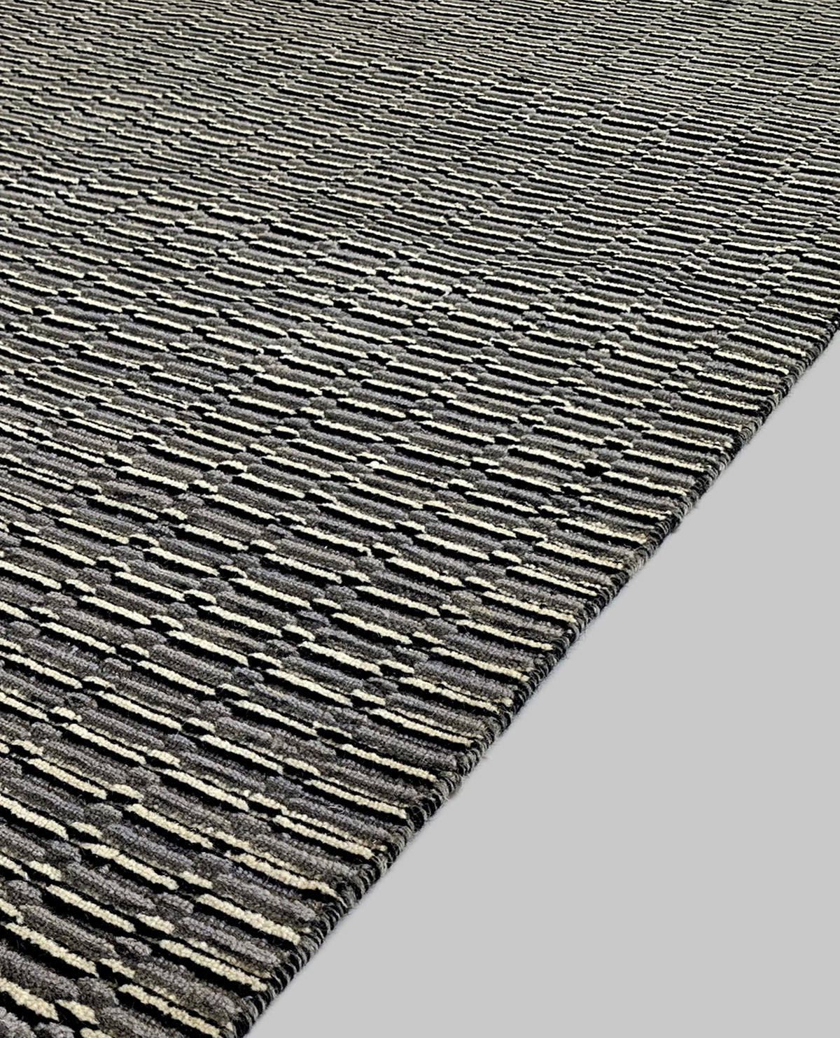 Rugslane Plain Textured Woolen Box Design Grey Carpet 4.6ft X 6.6ft
