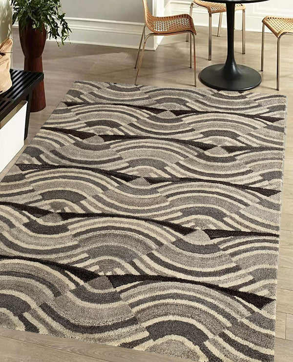 Rugslane Beige Color Traditional Design 100% New Zealand Wool Handmade modern Carpet 4.6ft x 6.6ft