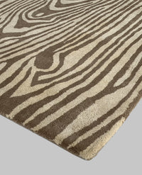 Rugslane Beige Color Abstract Design 100% New Zealand Wool Modern Handmade Carpet 4.6ft x 6.6ft
