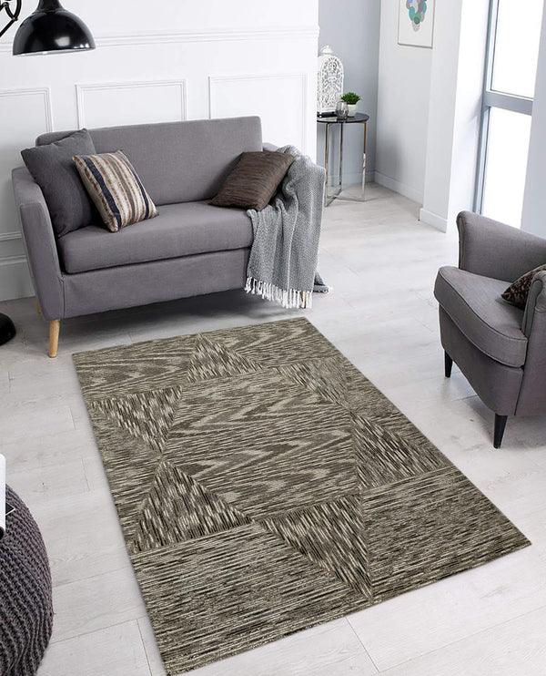 Rugslane Beige Color Modern Design 100% New Zealand Wool Handmade Carpet 4.6ft x 6.6ft