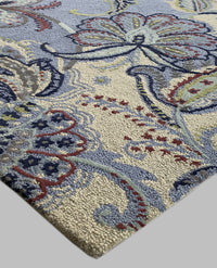 Rugslane Blue & Beige Color Traditional Design 100% New Zealand Wool Handmade Floral Carpet 5ft x 7ft