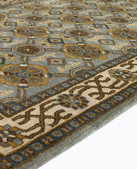 Rugslane Grey Color Ground and Beige Color Border Traditional Design 100% New Zealand Wool Modern Handmade Carpet 5.0ft X 8.5ft