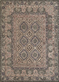 Rugslane Pink Color Ground Grey Color Border Traditional Design 100% New Zealand Wool Handmade Modern Carpet 8ft X 10ft