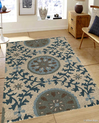 Rugslane White Color Traditional Design 100% New Zealand Wool Handmade Floral Carpet 3.6ft X 5.6ft