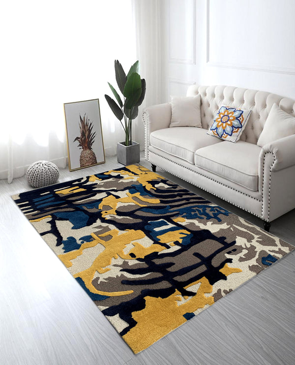 Rugslane Multi Color Modern Design 100% New Zealand Wool Handmade Carpet 5ft X 8ft