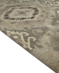 Rugslane Beige Color Floral Design 100% New Zealand Wool Handmade Carpet 5ft X 8ft