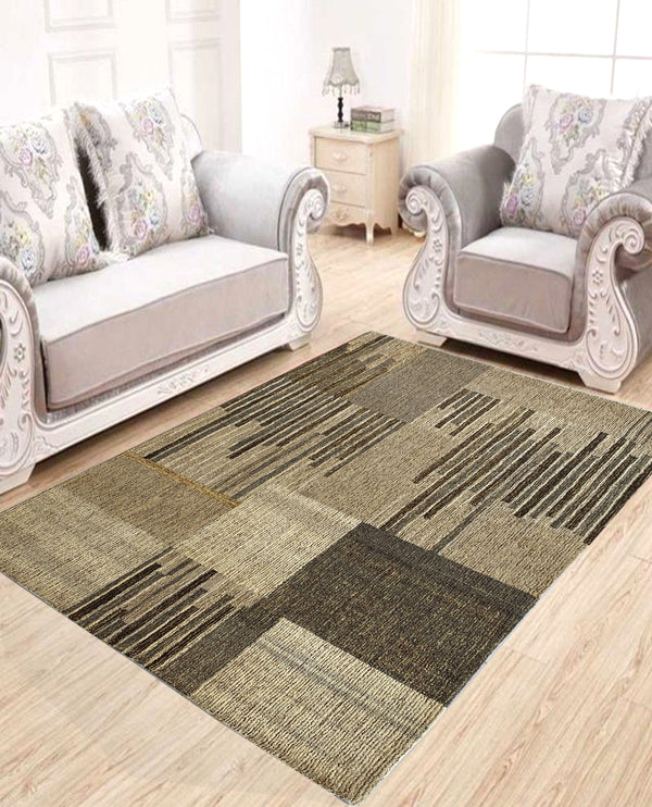 Rugslane Brown Beige  Handmade Woollen Carpet 5ft X 8ft