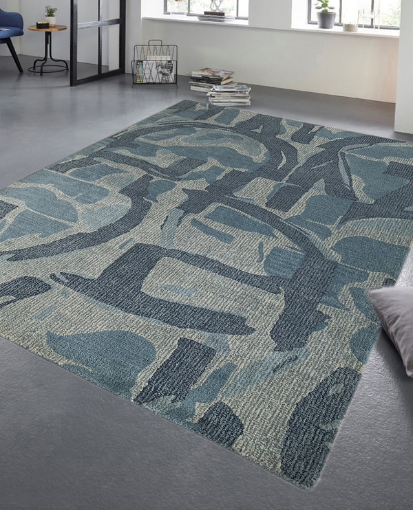Rugslane Multi Color Modern Design 100% New Zealand Wool Handmade Carpet 5ft x 8ft