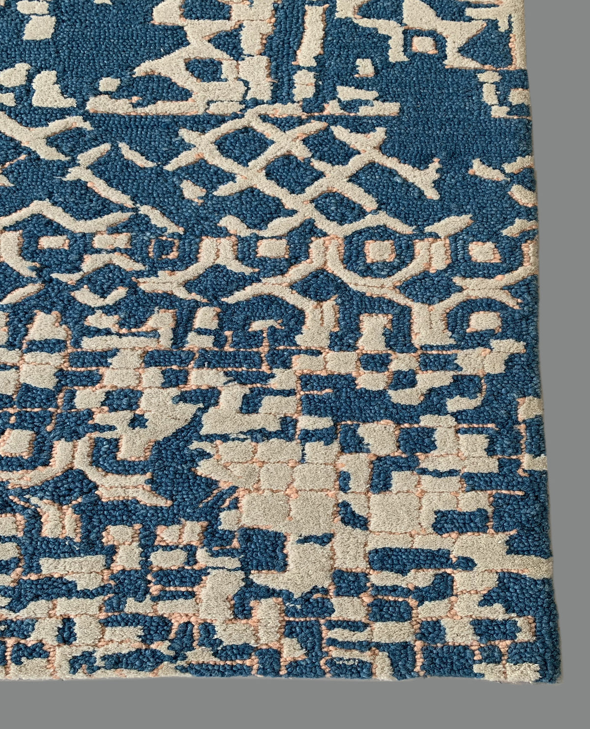 Rugslane Blue & White Color Modern Design 100% New Zealand Wool Handmade Carpet 5ft x 8ft