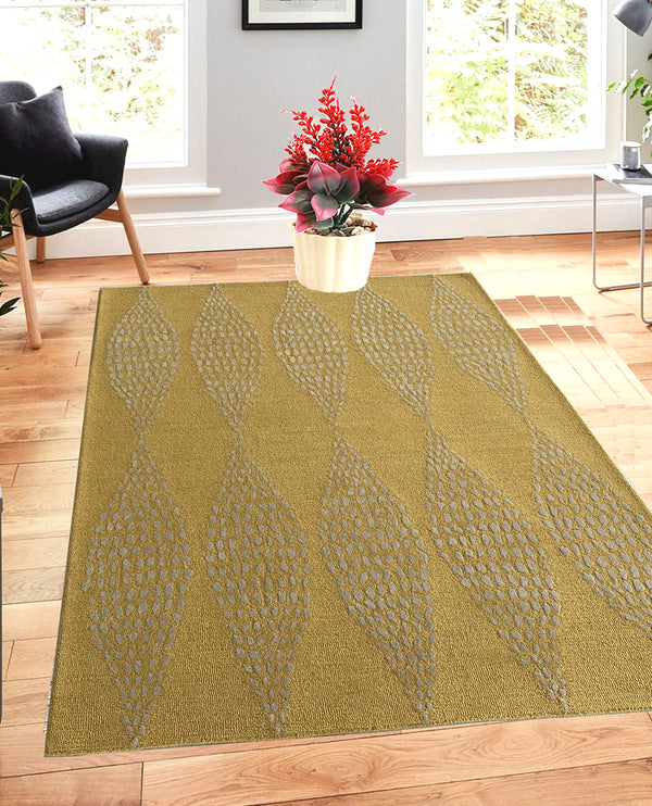 Rugslane Handmade Gold Color  Modern Design Woolen Carpet 5ft x 7ft