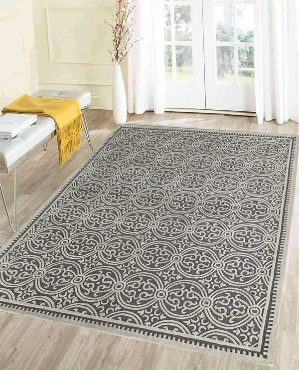 Rugslane soft Grey and white  Modern woollen handmade  Carpet for living room    8ft X 10ft