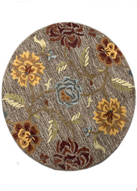 Rugslane Brown Floral Carpet 4ft Round