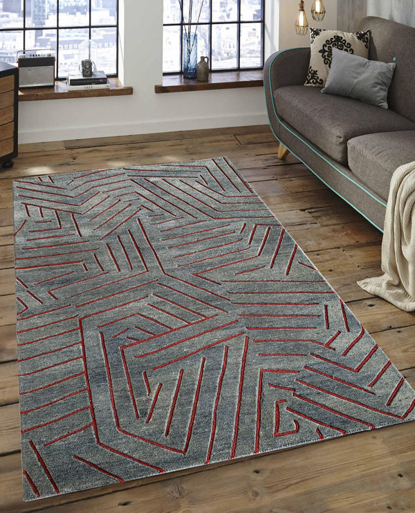 Rugslane Grey Modern handmade Carpet 5ft X 7ft