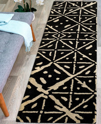 Rugslane Black Modern Runner Carpet 2.0ft X 7.0ft