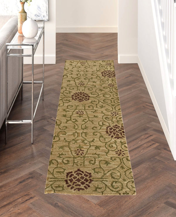 Rugslane Gold Floral Runner Carpet 2.0ft X 7.0ft
