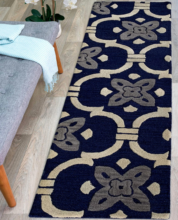 Rugslane Blue Modern Runner Carpet 2.0ft X 7.0ft