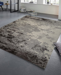 Rugslane Indiana Handmade Neutral Colour Abstract Wool & Viscose Thick Pile Carpet