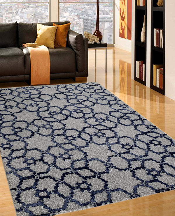 Rugslane Handmade Silver Color Modern Design Used High Quality Wool & Viscose Carpet