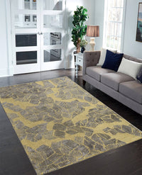 Rugslane Handmade Gold & Grey Color Modern Design Wool & Viscose Carpet