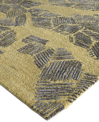 Rugslane Handmade Gold & Grey Color Modern Design Wool & Viscose Carpet