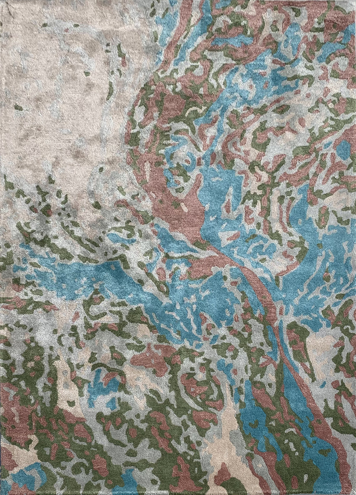 Rugslane Handmade Multi Color Abstract Design 100% Viscose Carpet
