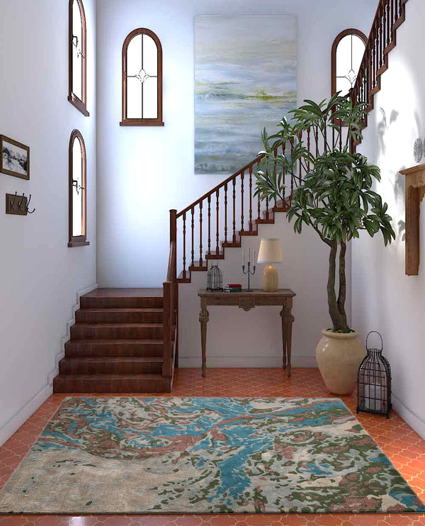 Rugslane Handmade Multi Color Abstract Design 100% Viscose Carpet