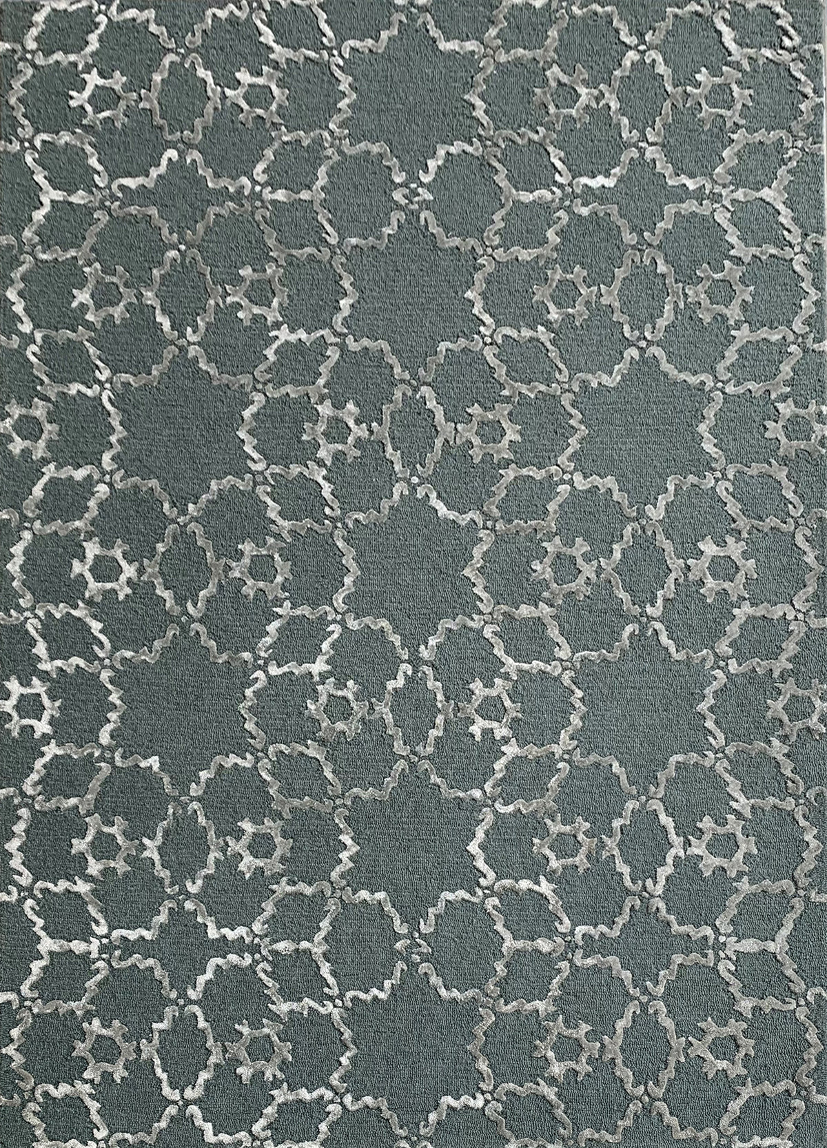 Rugslane Grey Color Trellis Design High Quality Wool & Viscose Modren Handmade Carpet