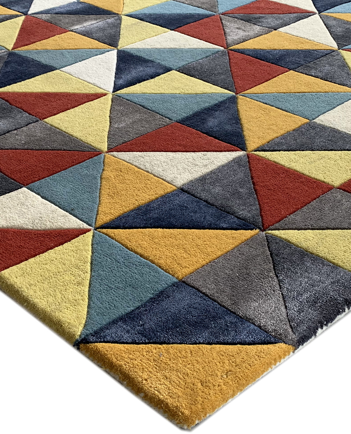 Rugslane Multi Color Geometrical Design  High Quality Wool & Viscose Matarial Modern Handmade Carpet 5ft X 7ft