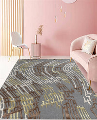 Rugslane Grey Color Modern Design High Quality Wool & Viscose Handmade Carpet 5ft X 7ft