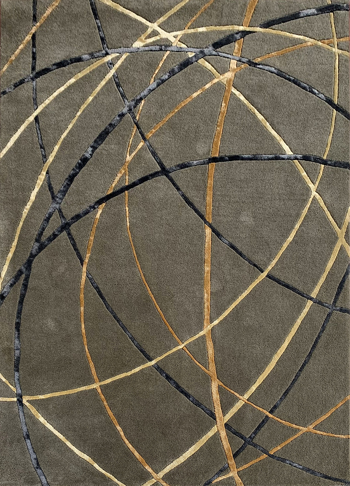 Rugslane Grey Color Modern Design Wool & Viscose Handmad Carpet 4.6ft X 6.6ft