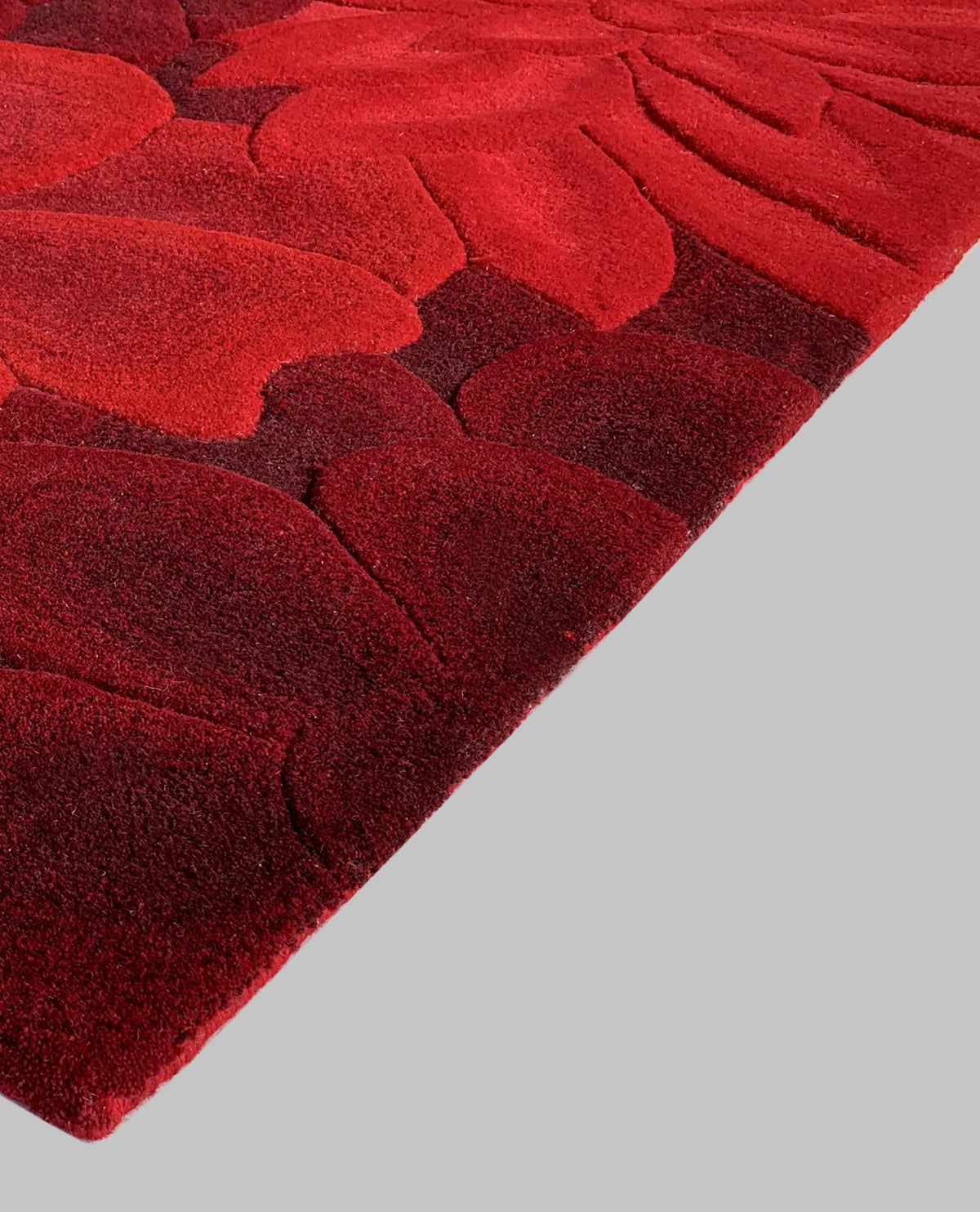 Rugslane Red Color Floral Design 100% New Zealand Wool Handmade Carpet 4.0ft X 5.6ft