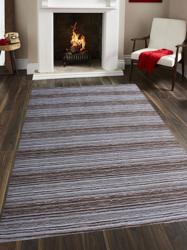 Rugslane Beige Color Plain Design 100% Wool Handloom Carpet 4.6ft X 6.6ft
