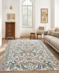 Rugslane Multi Color Floral Design Handmade Carpet 8ft X 10ft