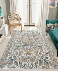Rugslane Multi Color Floral Design Handmade Carpet 8ft X 10ft